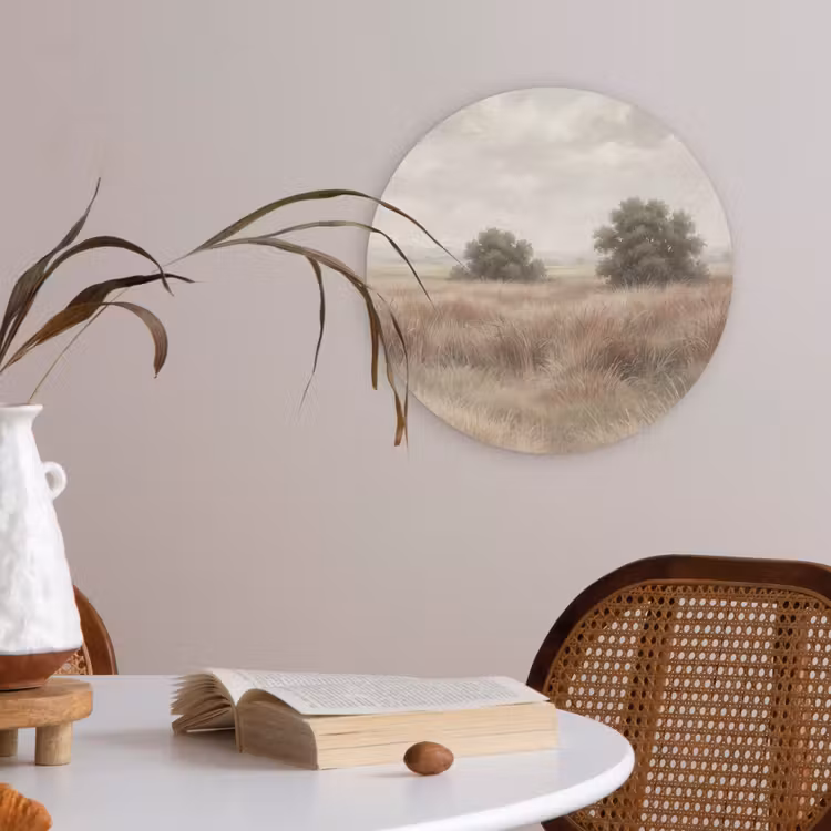 Landschap - Minimalistisch - Beige Akoestische PET Vilt - Rond klein -sfeer3