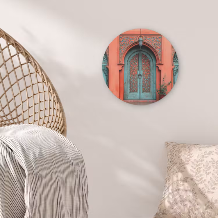 Lantaarn - Deur - Turquoise Akoestische PET Vilt - Rond klein -sfeer4