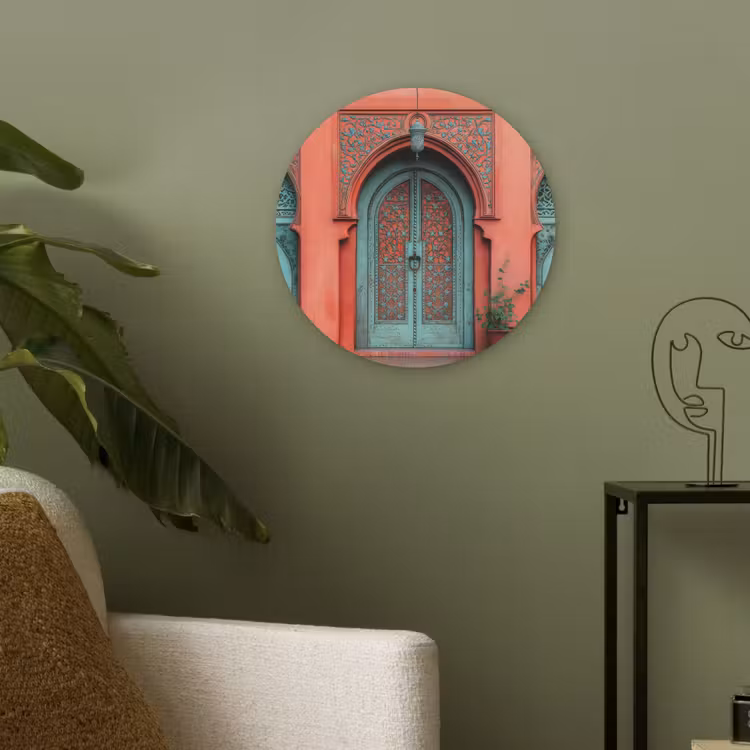Lantaarn - Deur - Turquoise Akoestische PET Vilt - Rond klein -sfeer2