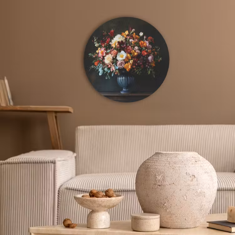 Groot - Bloemen - Vaas - Boeket Akoestische PET Vilt - Rond klein -sfeer1