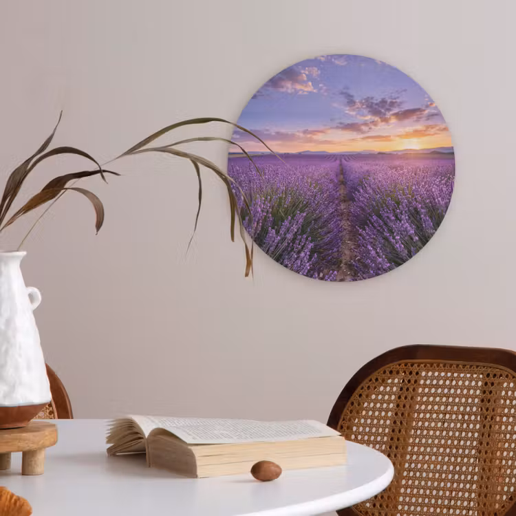 Lavendel - Veld - Natuur - Paars Akoestische PET Vilt - Rond klein -sfeer3