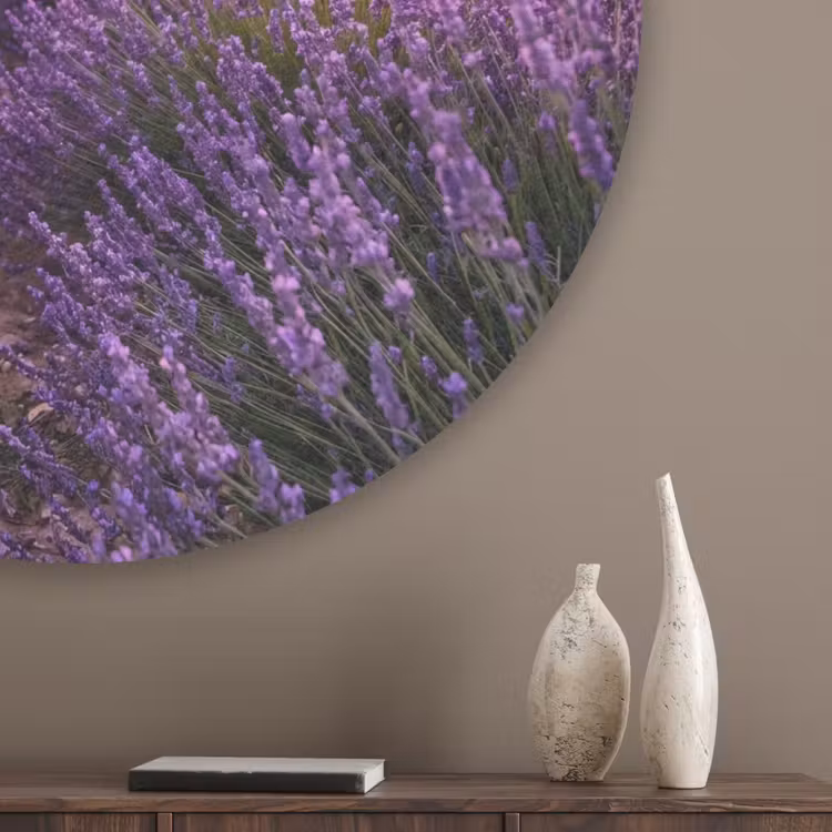 Lavendel - Veld - Natuur - Paars Akoestische PET Vilt - Rond klein -sfeer5_closeup