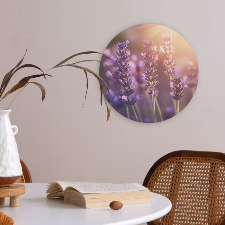 Lavendelbloemen - Paars - Zonlicht Akoestische PET Vilt - Rond klein -sfeer3
