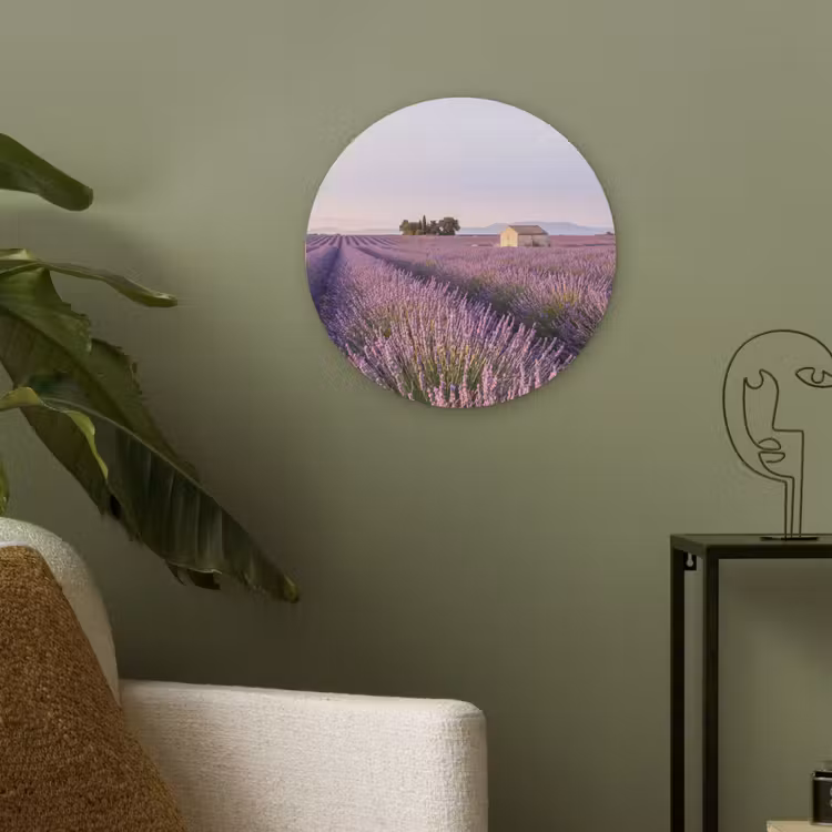 Lavendel - Landschap - Sereen - Paars Akoestische PET Vilt - Rond klein -sfeer2