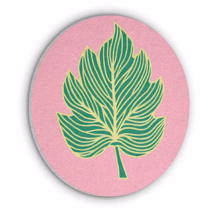 Blad - Groen - Illustratie - Minimalistisch Akoestische PET Vilt - Rond klein -3d