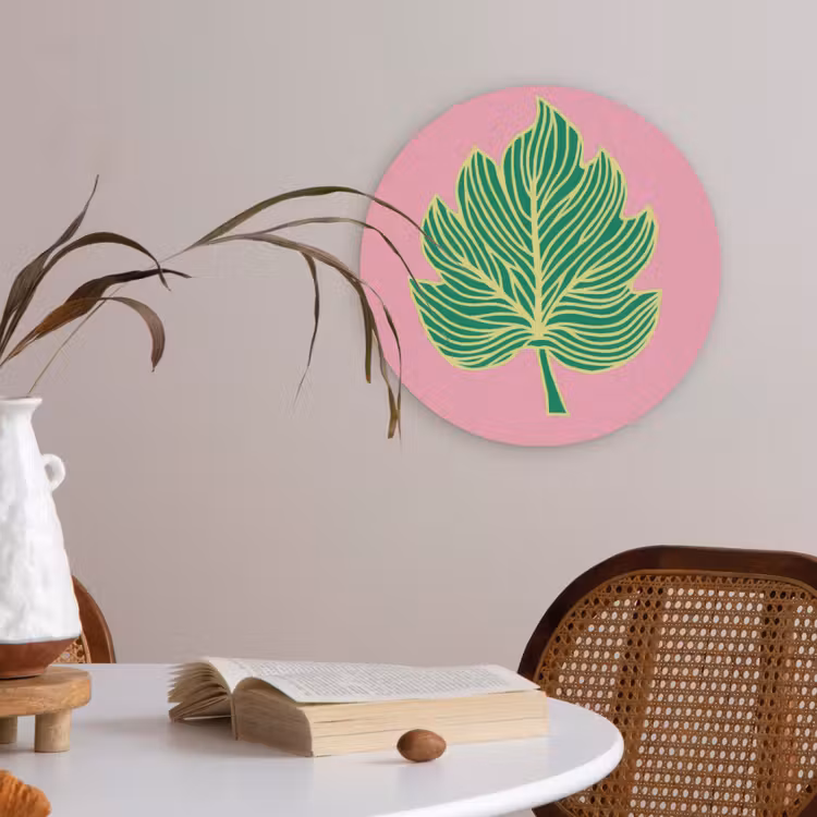 Blad - Groen - Illustratie - Minimalistisch Akoestische PET Vilt - Rond klein -sfeer3