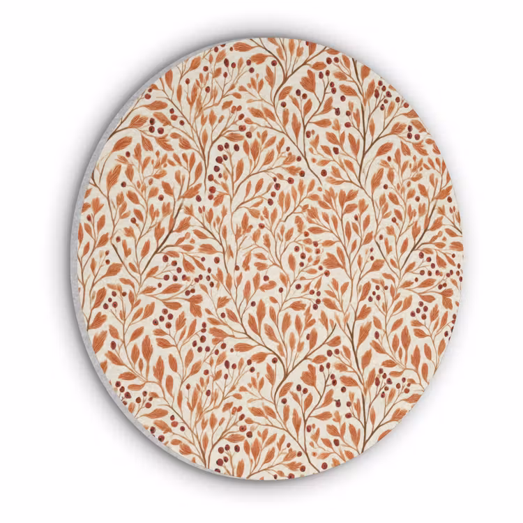 Bladeren - Botanisch - Terracotta Akoestische PET Vilt - Rond klein 838 -3d