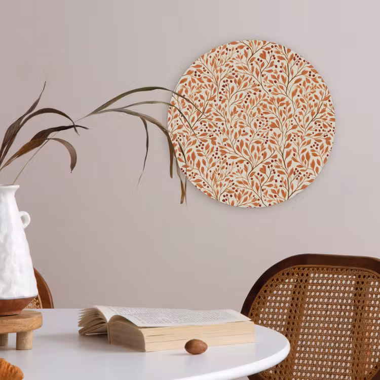 Bladeren - Botanisch - Terracotta Akoestische PET Vilt - Rond klein 838 -sfeer3
