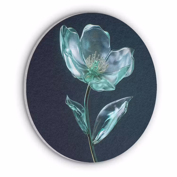 Bladeren - Bloem - Glazen - Donkerblauw Akoestische PET Vilt - Rond klein -3d