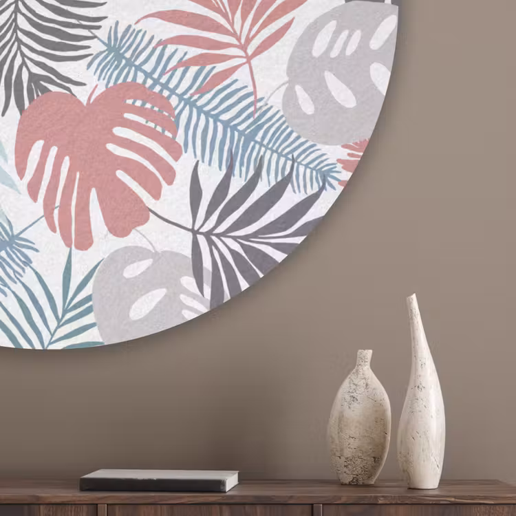 Bladeren - Jungle - Pastel - Tropisch Akoestische PET Vilt - Rond klein -sfeer5_closeup