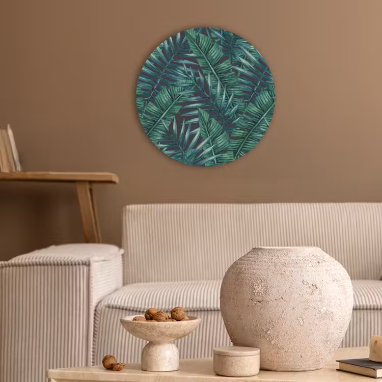 Bladeren - Jungle - Tropical Akoestische PET Vilt - Rond klein -sfeer1