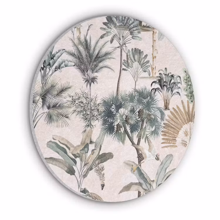 Bladeren - Monstera - Jungle - Tropical Akoestische PET Vilt - Rond klein -3d