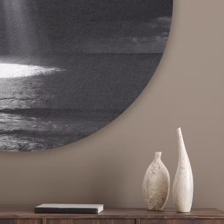 Licht - Wolken - Zee - Zwart-wit - Natuur Akoestische PET Vilt - Rond klein -sfeer5_closeup