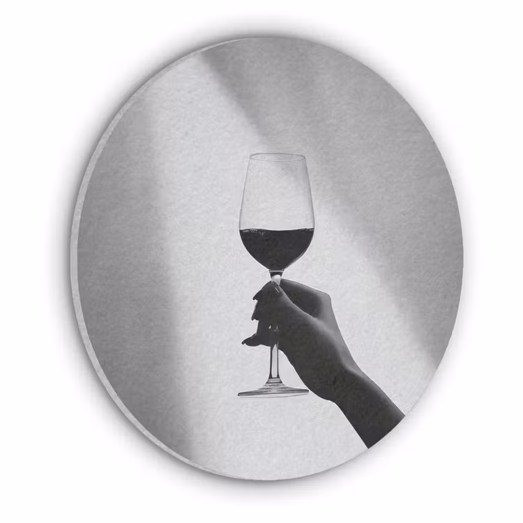 Lichtinval - Wijn - Rood - Glas Akoestische PET Vilt - Rond klein -3d