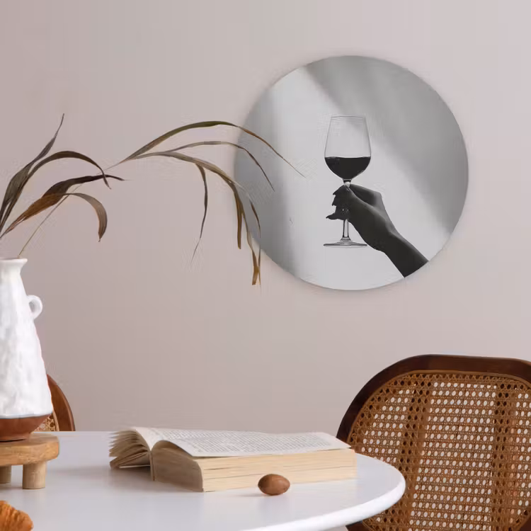 Lichtinval - Wijn - Rood - Glas Akoestische PET Vilt - Rond klein -sfeer3