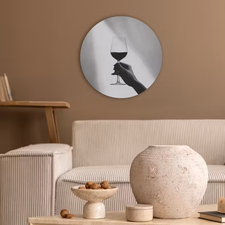 Lichtinval - Wijn - Rood - Glas Akoestische PET Vilt - Rond klein -sfeer1