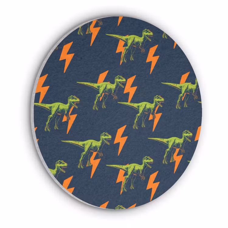Bliksemschichten - Oranje - Dinosaurussen Akoestische PET Vilt - Rond klein -3d