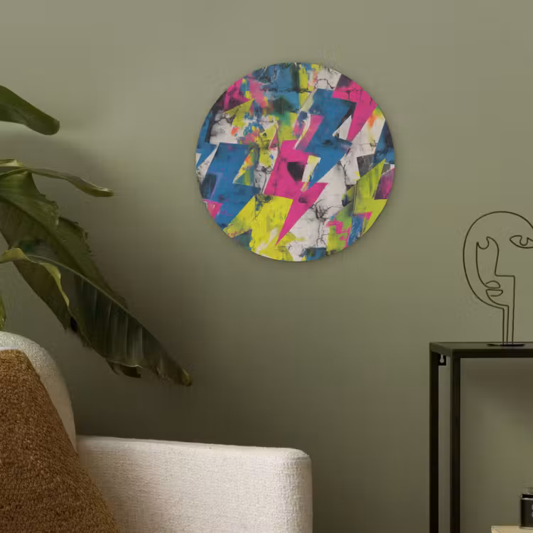 Bliksemschichten - Patroon - Marmer - Kleuren Akoestische PET Vilt - Rond klein -sfeer2