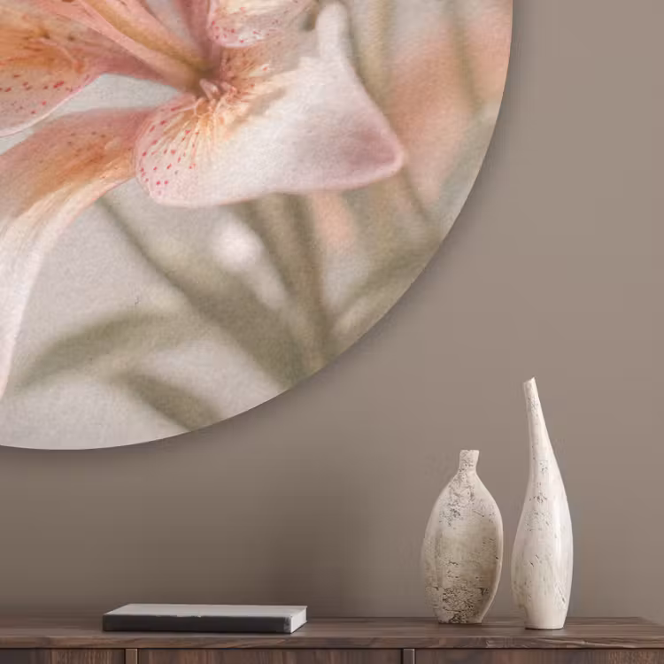 Lelies - Meeldraden - Roze - Wazig Akoestische PET Vilt - Rond klein -sfeer5_closeup