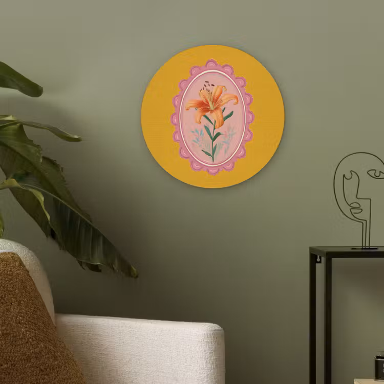 Lelie - Oranje - Lijst - Ovaal Akoestische PET Vilt - Rond klein -sfeer2