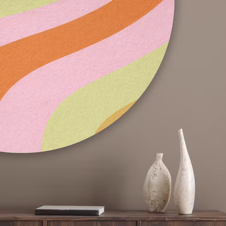 Lijnen - Pasteltinten - Golvend Akoestische PET Vilt - Rond klein -sfeer5_closeup