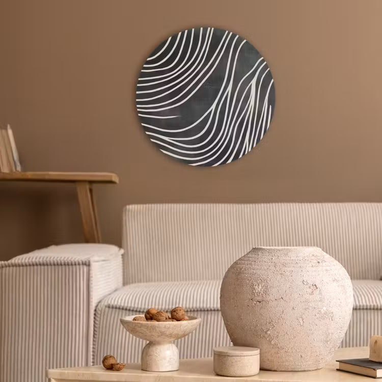 Lijnen - Patroon - Abstract - Wit Akoestische PET Vilt - Rond klein -sfeer1