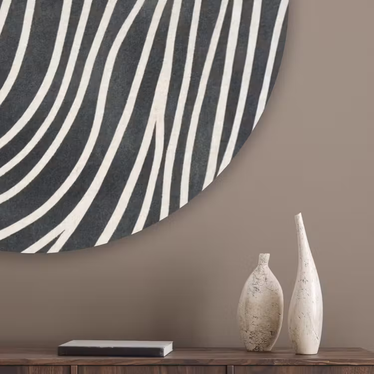 Lijnen - Patroon - Abstract - Wit Akoestische PET Vilt - Rond klein -sfeer5_closeup