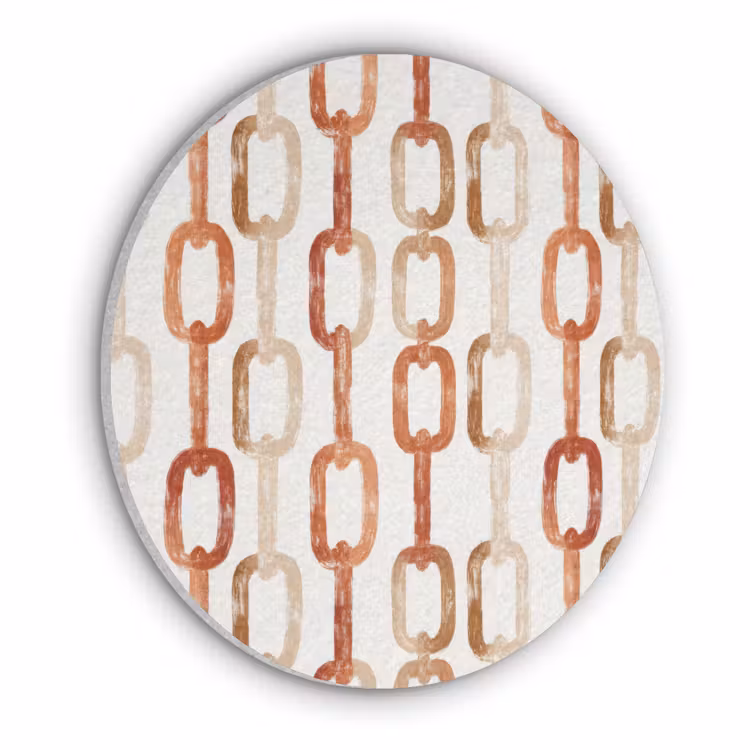 Schakels - Patroon - Aquarel - Terracotta Akoestische PET Vilt - Rond klein 838 -3d