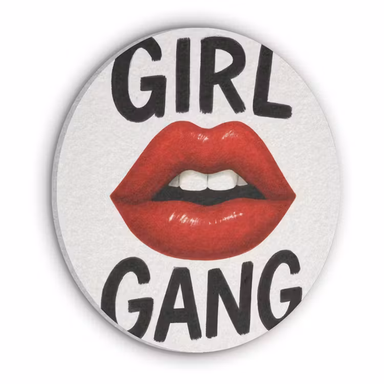 Lip - Girl - Rood - Letters Akoestische PET Vilt - Rond klein -3d