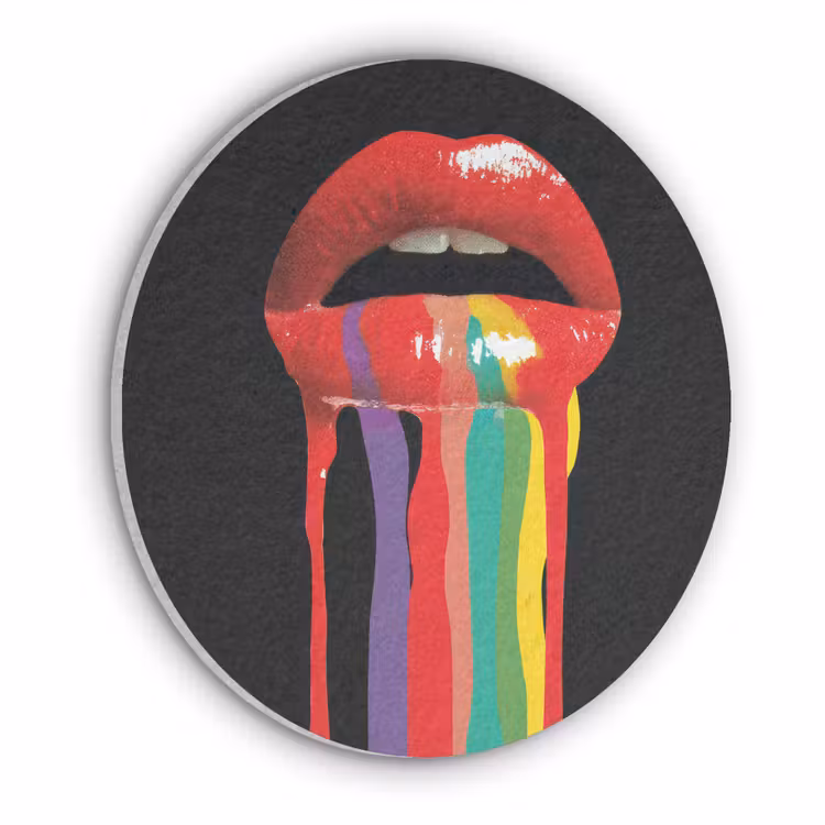 Lippen - Kleuren - Zwart Akoestische PET Vilt - Rond klein -3d