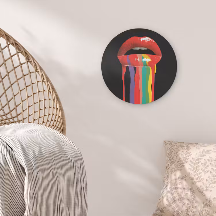 Lippen - Kleuren - Zwart Akoestische PET Vilt - Rond klein -sfeer4