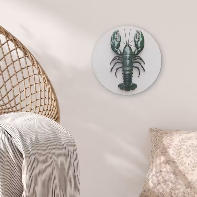 Kreeft - Glossier - Groen - Wit Akoestische PET Vilt - Rond klein -sfeer4