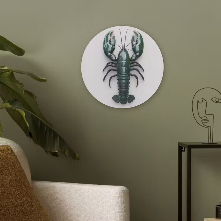 Kreeft - Glossier - Groen - Wit Akoestische PET Vilt - Rond klein -sfeer2