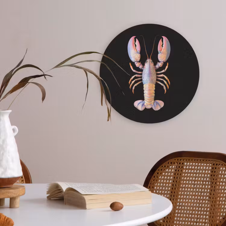 Kreeft - Roze - Zacht - Zwart Akoestische PET Vilt - Rond klein -sfeer3