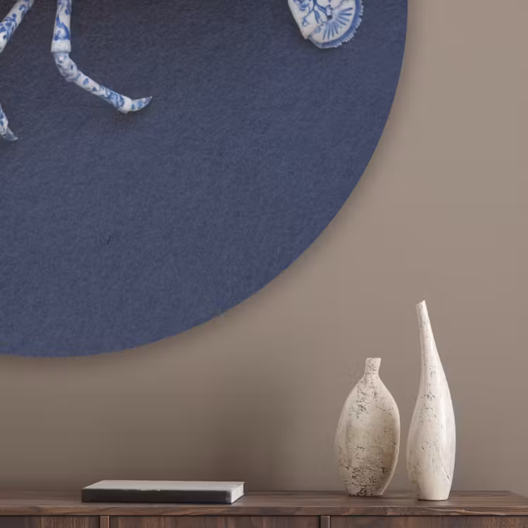 Kreeft - Porselein - Delfts - Blauw Akoestische PET Vilt - Rond klein -sfeer5_closeup
