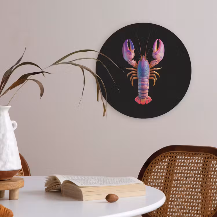 Kreeft - Paars - Roze - Zwart - Stippen - Lila Akoestische PET Vilt - Rond klein -sfeer3