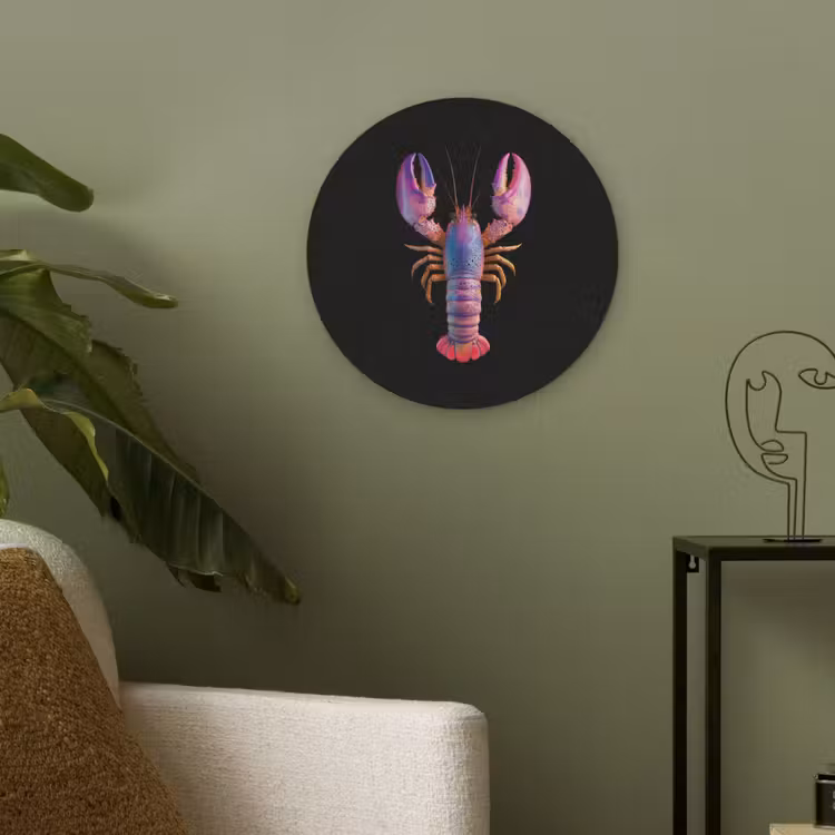 Kreeft - Paars - Roze - Zwart - Stippen - Lila Akoestische PET Vilt - Rond klein -sfeer2