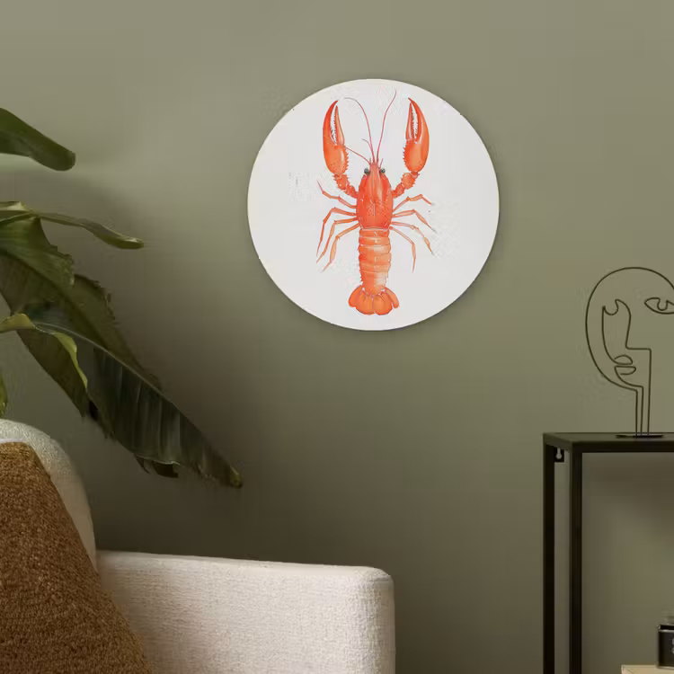 Kreeft - Waterverf - Aquarel - Oranje Akoestische PET Vilt - Rond klein -sfeer2