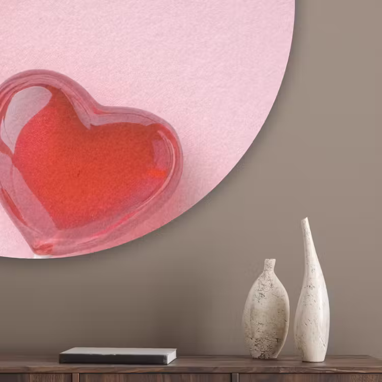Lollies - Hartjes - Roze Akoestische PET Vilt - Rond klein -sfeer5_closeup
