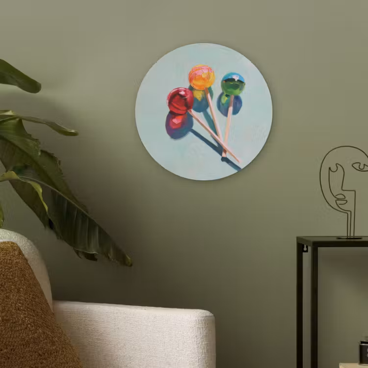 Lollys - Schaduw - Drie - Blauw Akoestische PET Vilt - Rond klein -sfeer2