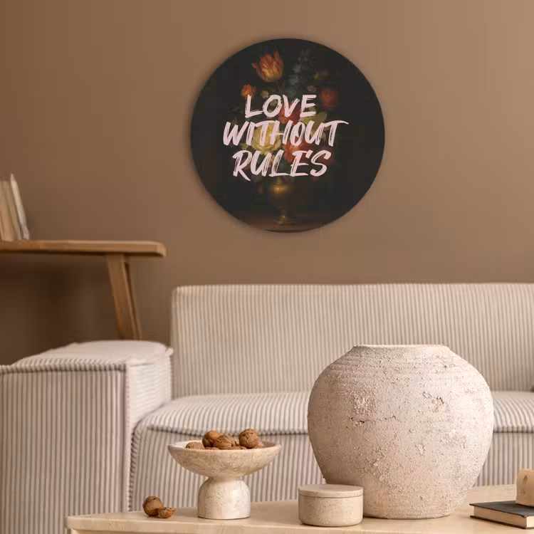 Liefde - Modern - Bloemen Akoestische PET Vilt - Rond klein -sfeer1