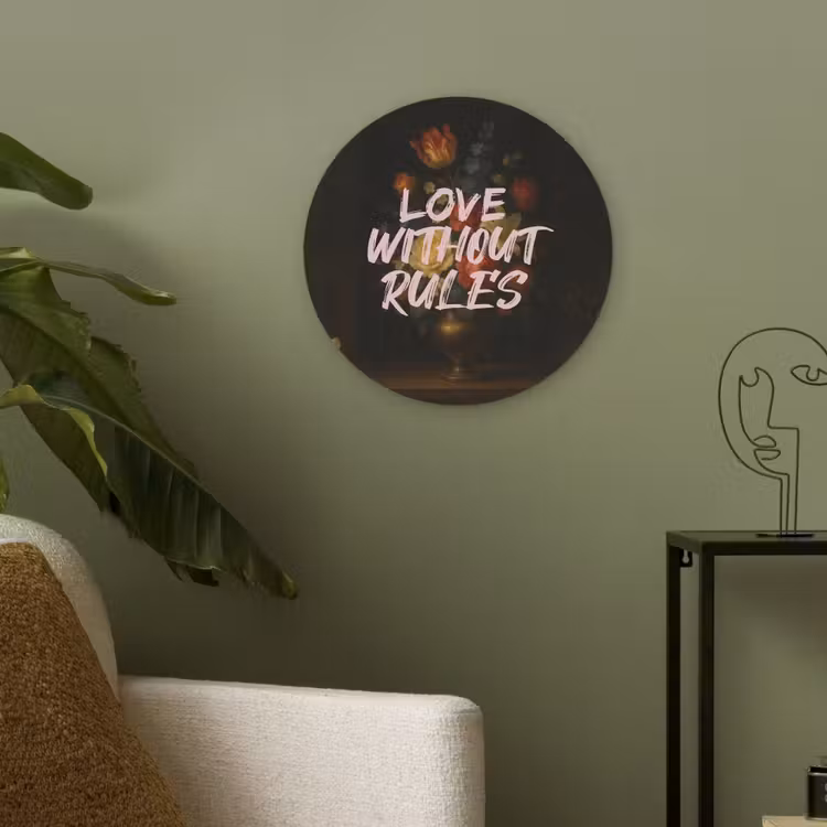 Liefde - Modern - Bloemen Akoestische PET Vilt - Rond klein -sfeer2