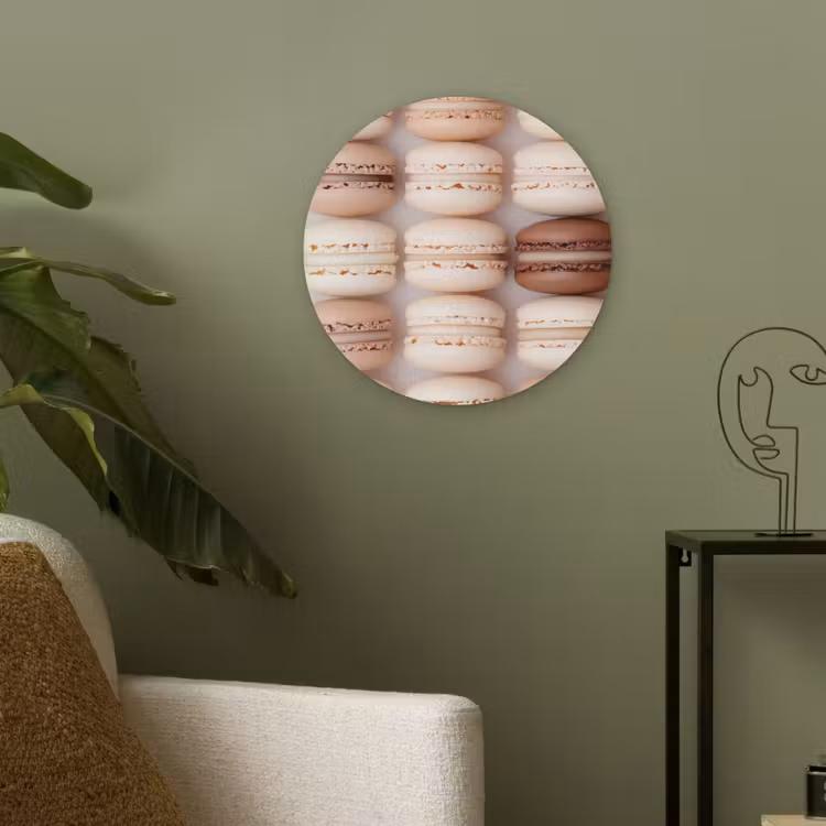 Macarons - Beige - Bruin Akoestische PET Vilt - Rond klein -sfeer2
