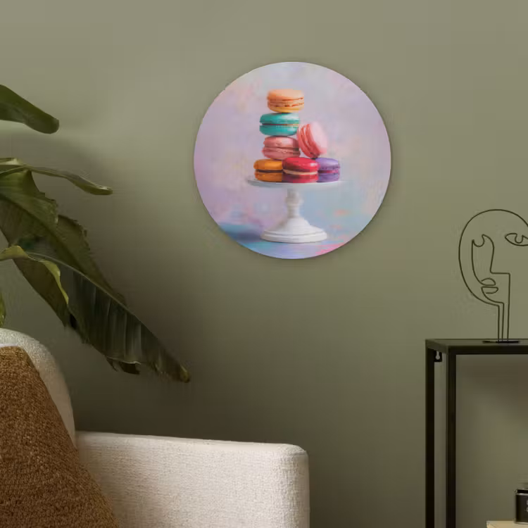 Macarons - Schaal - Pastel - Kleurrijk Akoestische PET Vilt - Rond klein -sfeer2