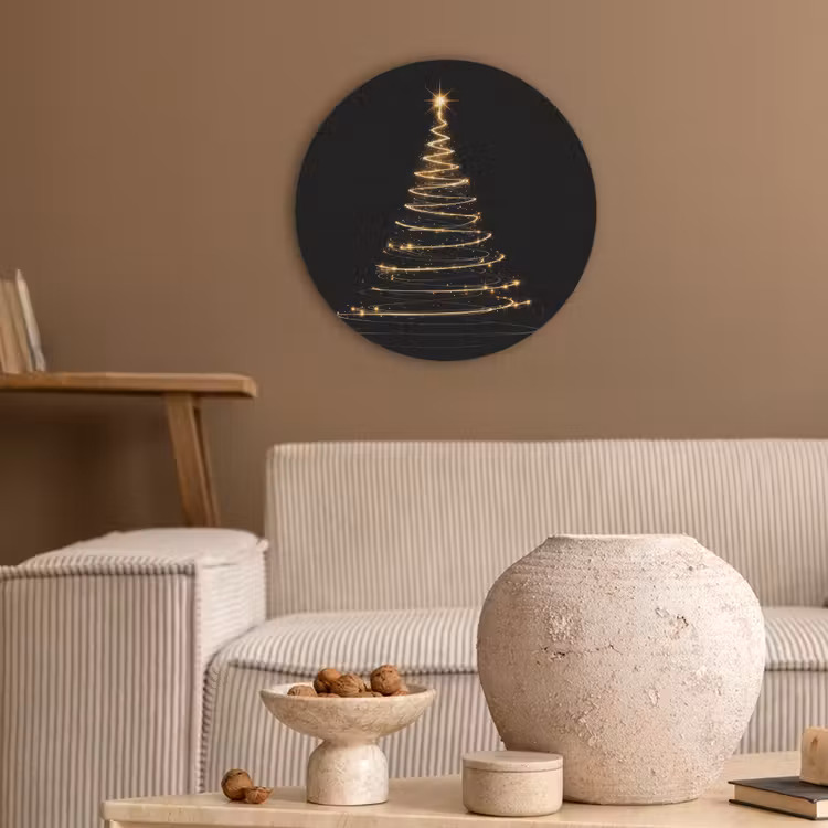 Magisch - Kerstboom - Lichtspiralen - Zwart Akoestische PET Vilt - Rond klein -sfeer1