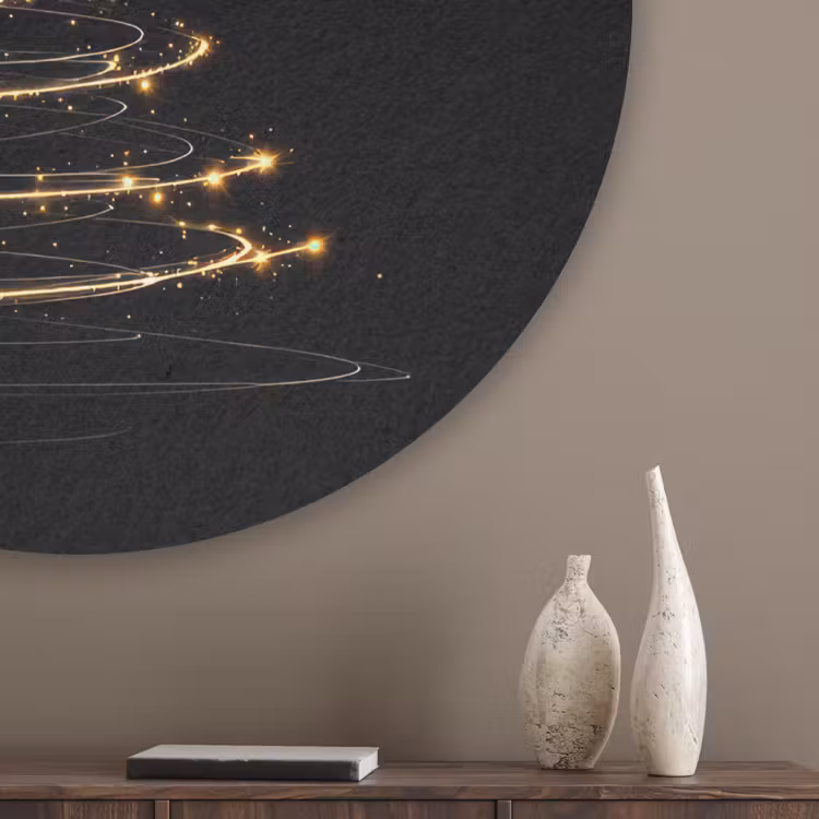 Magisch - Kerstboom - Lichtspiralen - Zwart Akoestische PET Vilt - Rond klein -sfeer5_closeup