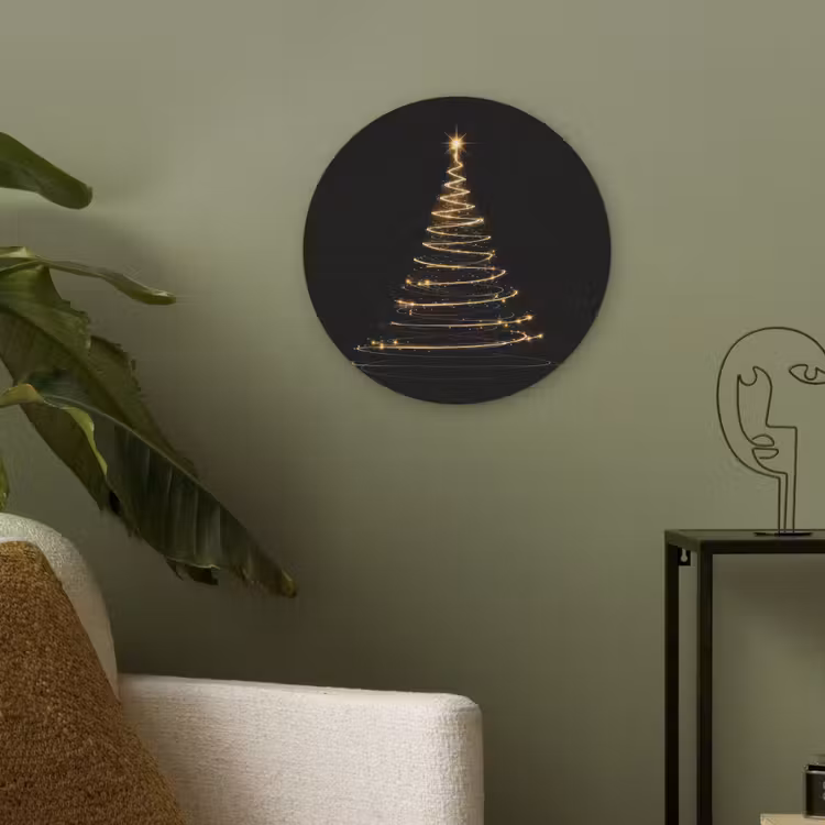 Magisch - Kerstboom - Lichtspiralen - Zwart Akoestische PET Vilt - Rond klein -sfeer2