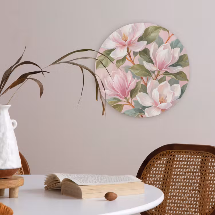 Magnolia's - Patroon - Roze Akoestische PET Vilt - Rond klein -sfeer3
