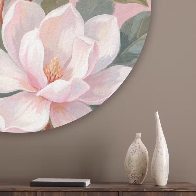 Magnolia's - Patroon - Roze Akoestische PET Vilt - Rond klein -sfeer5_closeup