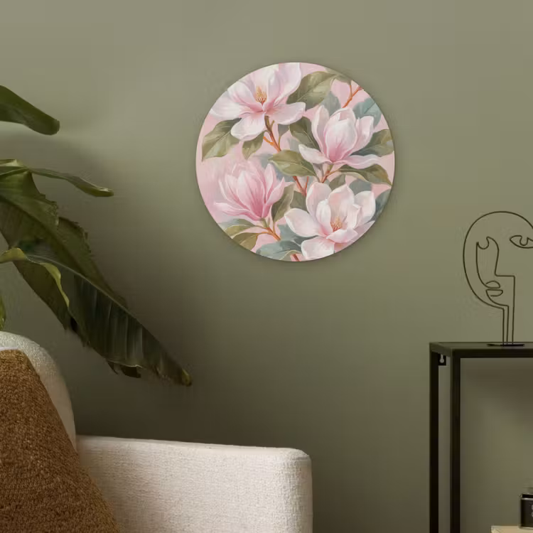 Magnolia's - Patroon - Roze Akoestische PET Vilt - Rond klein -sfeer2